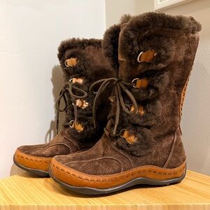 The North Face Abby II Brown Suede Fur-Lined Women's Boots - Size 5.5